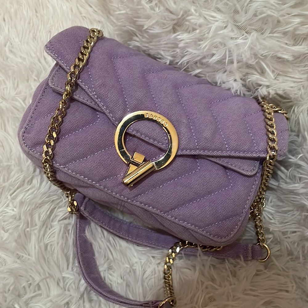 Sandro YZA pastel purple purse • adjustable crossbody & shoulder strap • gold